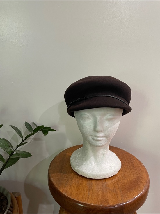 Accessories - Chocolate Brown 100% Wool Baker Boy Newsboy Hat One Size